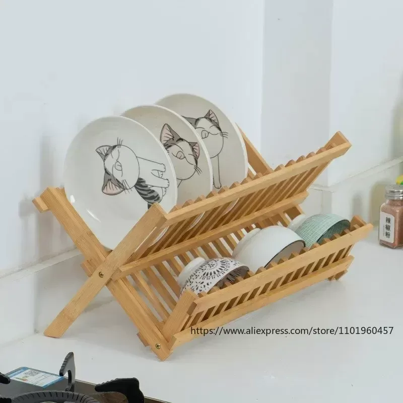 מעמד ייבוש כלים מתקפל מעץ במבוק - תמונה 3