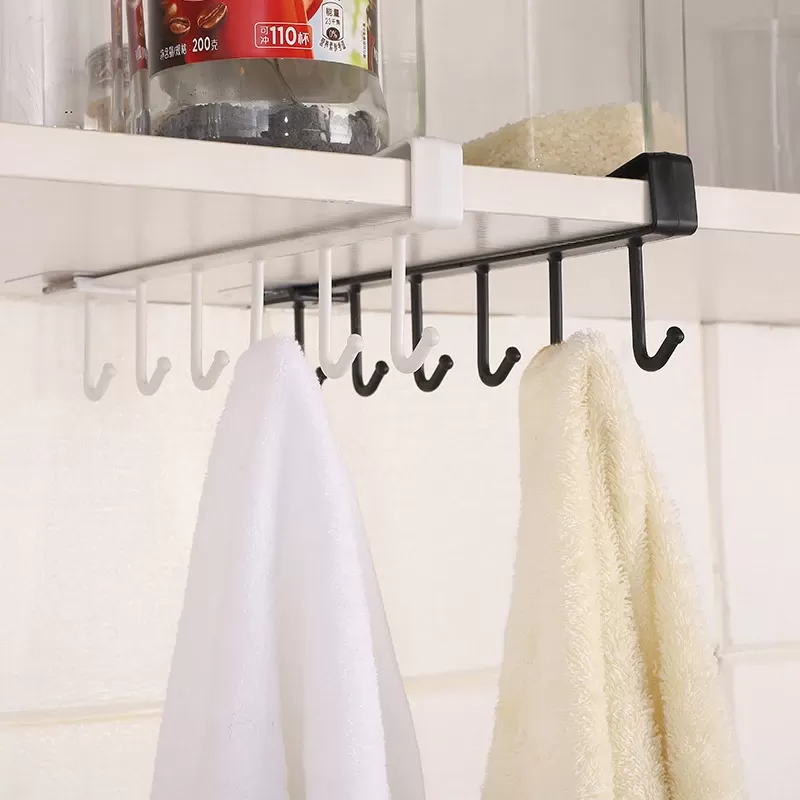 מדף תלייה עם 6 ווים למטבח ואמבטיה - תמונה 4